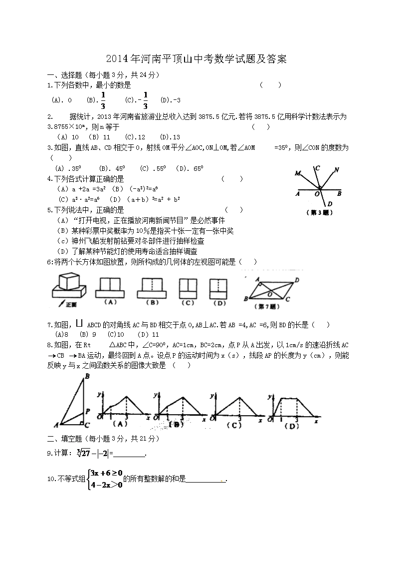 2014�����ƽ��ɽ�п���ѧ���⼰��(Word��)