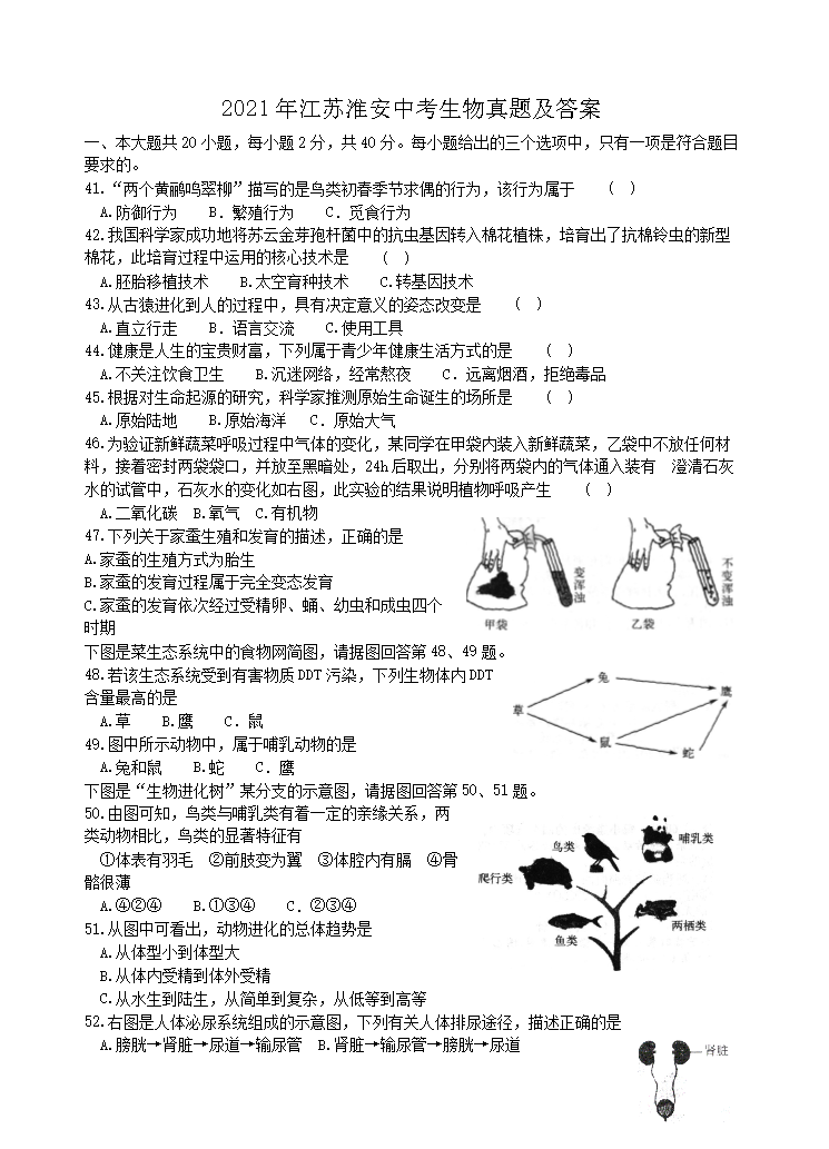 2021�꽭�ջ����п��������⼰��(Word��)