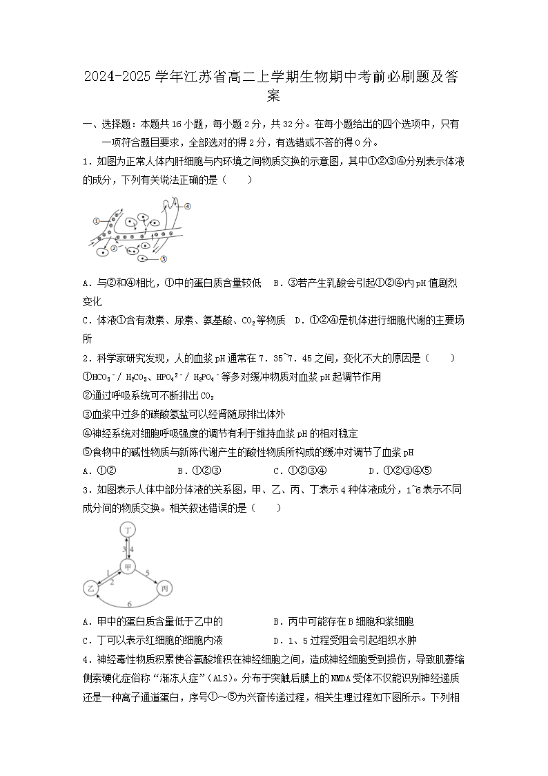 2024-2025ѧ�꽭��ʡ�߶���ѧ���������п�ǰ��ˢ�⼰��(Word��)