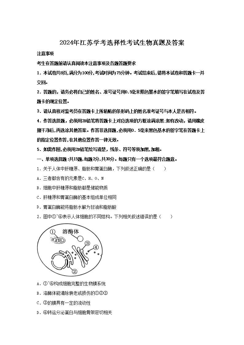 2024�꽭��ѧ��ѡ���Կ����������⼰��(Word��)